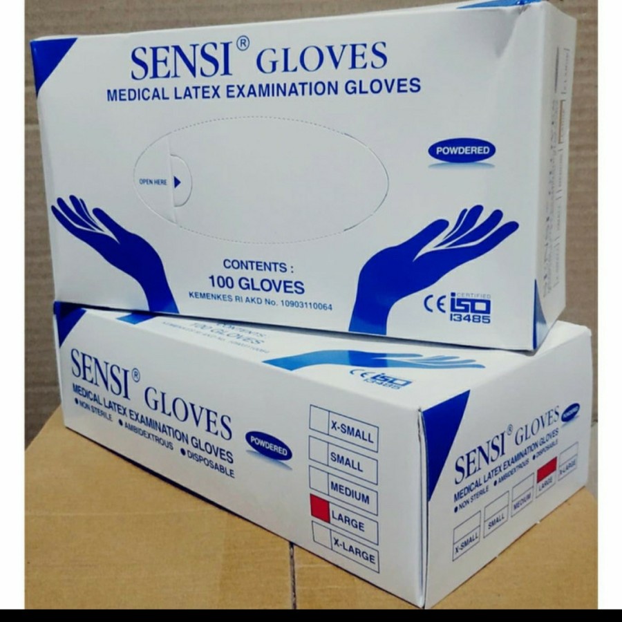 Sarung Tangan Latex Sensi gloves powder box  isi 100 pcs