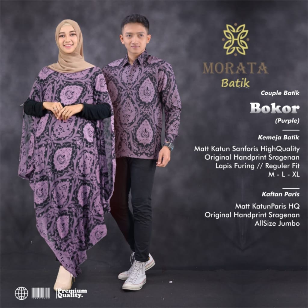 bokor kemeja baju pakaian atasan gamis kaftan dress abaya batik solo couple set pasangan kombinasi t