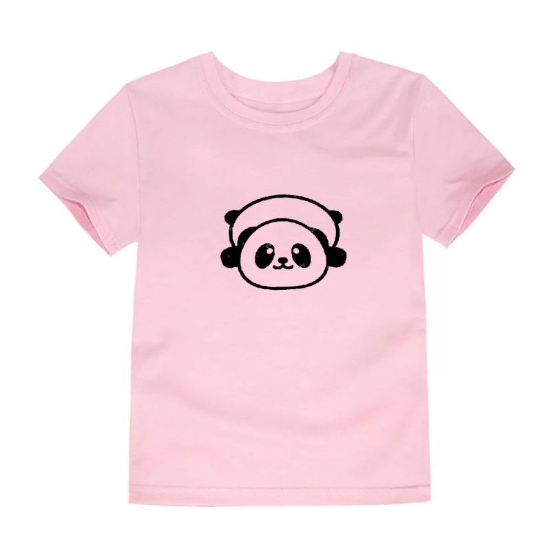 Hokyshop92 Kaos Anak Distro Panda Lengan Pendek Baju Oblong Anak Unisex Tshirt Kids Atasan Cod