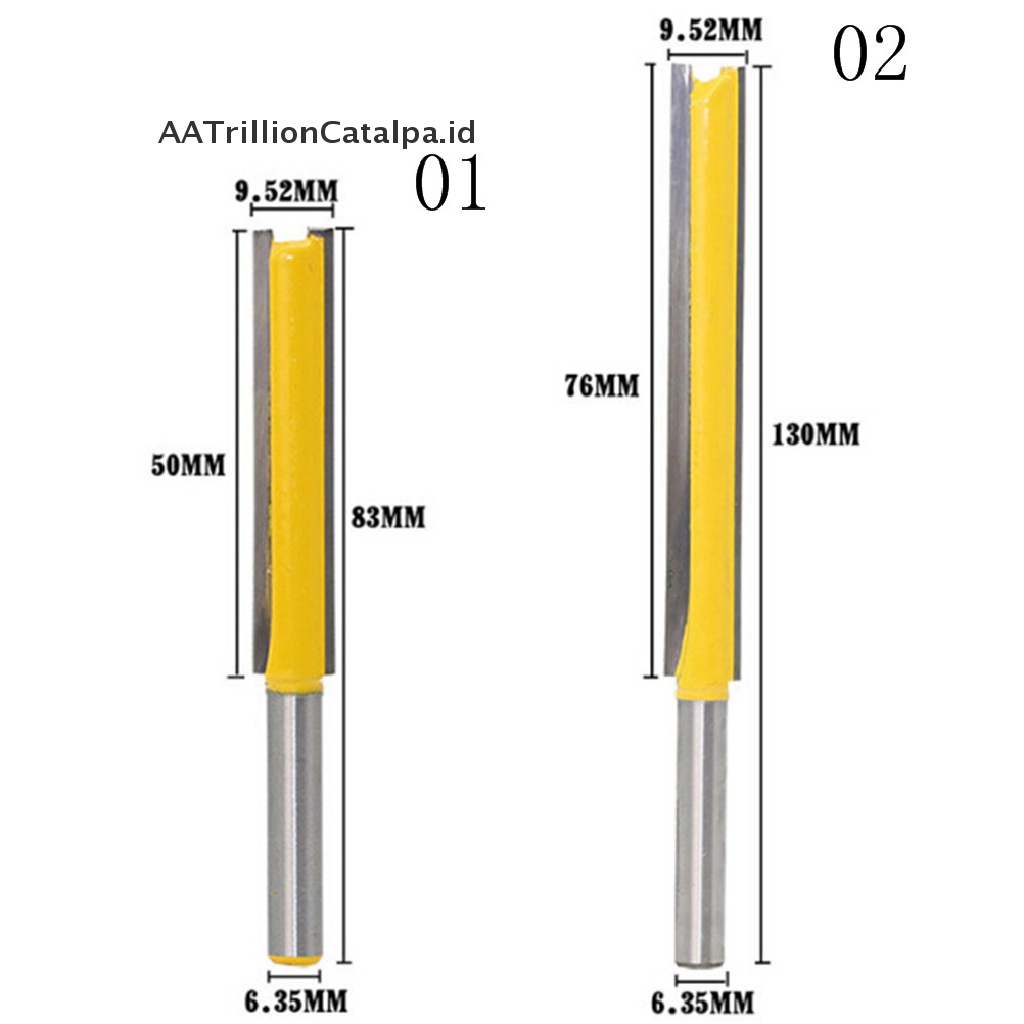 (AATrillionCatalpa) 1pc Mata Profil Flush Trim Ekstra Panjang 1 / 4 &quot;Shank 50 / 76mm