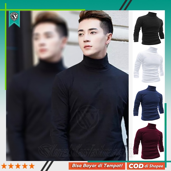 KAOS TURTLENECK LEHER TINGGI TREND KOREA | KAOS POLOS LENGAN PANJANG LEHER TINGGI | KAOS MOTIF KOREA