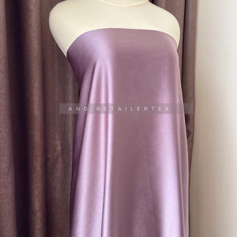 Kain Satin Maxmara Original pure Silk 100% warna Ungu Taro