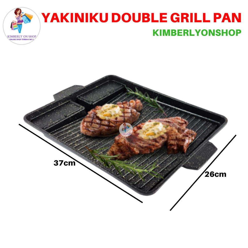 Yakiniku Double Grill Teflon Marble Anti Lengket BBQ grill 37 cm