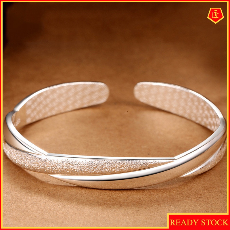 [Ready Stock]Women's New Simple Frosted 999 Silver Bracelet