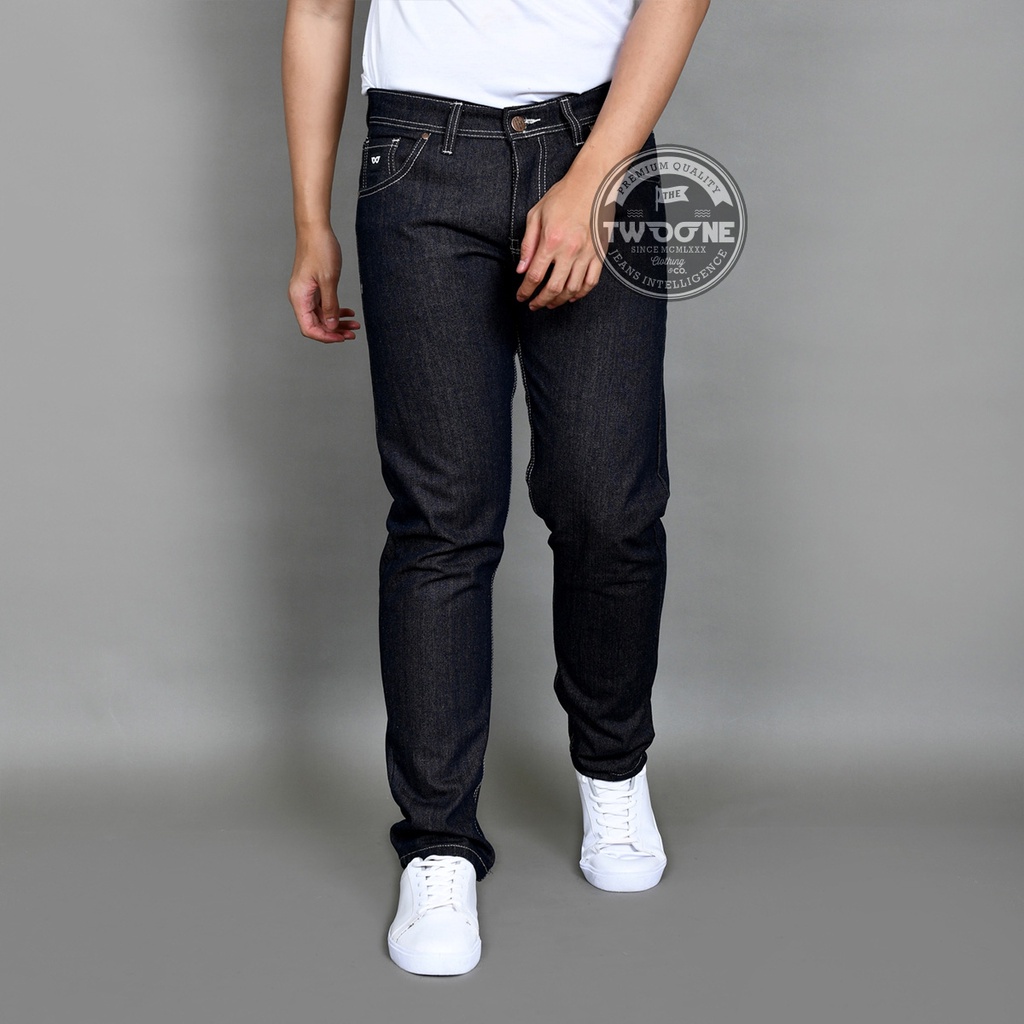 TWO ONE - Celana Jeans Standar Reguler Fit Jumbo Indigo Brown 2XL.3XL.4XL.5XL