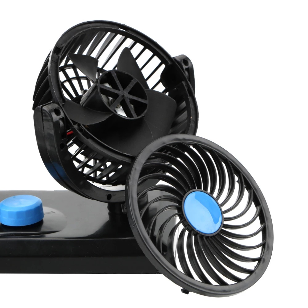 [12V 24V 360° All-Round Adjustable Speed Car Auto Air Cooling Dual Head  Fan] [Low Noise Car Auto Cooler Air Fan]