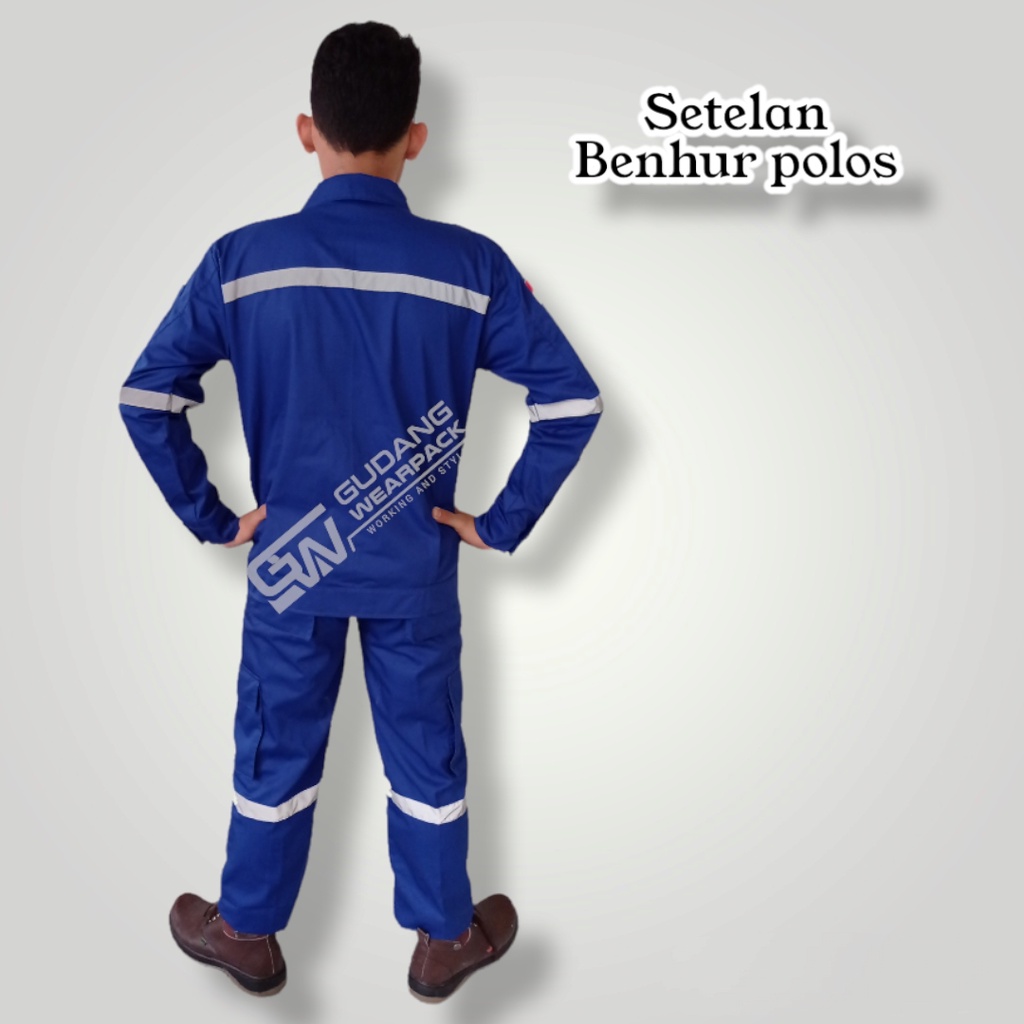 SETELAN Wearpack BENHUR POLOSlengan panjangsleting/SETELAN BAJU KERJA K3 (setelan standar)