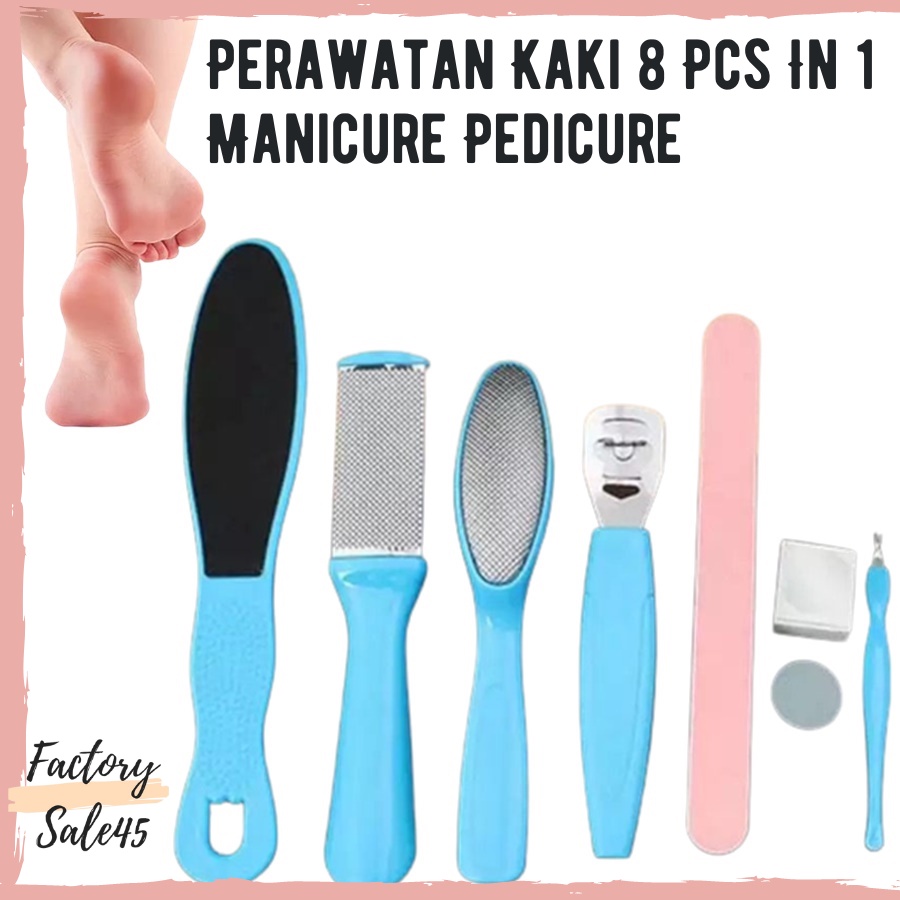 Alat Perawatan Kaki 8 Pcs In 1 Manicure Pedicure Penghalus Kulit Mati Tumit Kaki Pecah Kering Agar Mulus Foot Care F705