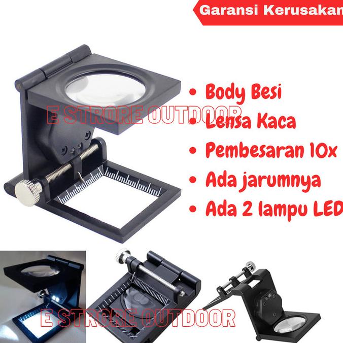 

KACA PEMBESAR LIPAT - FOLDING MAGNIFIER SCALE 10X 10x QC KAIN, UANG