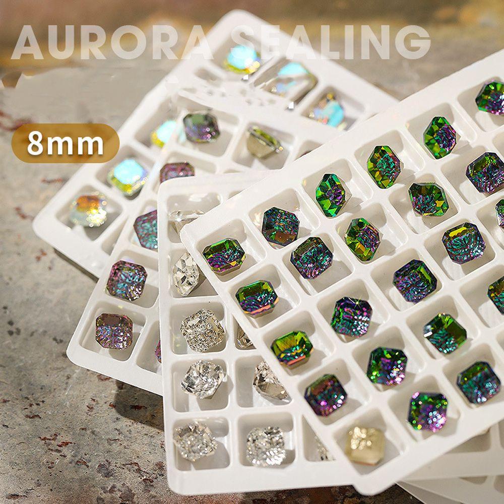 Agustina Nail Art Rhinestones Aurora Mewah Warna-Warni Membuat Perhiasan Kaca Manikur Aksesoris DIY Craft Flatback Nail Charms