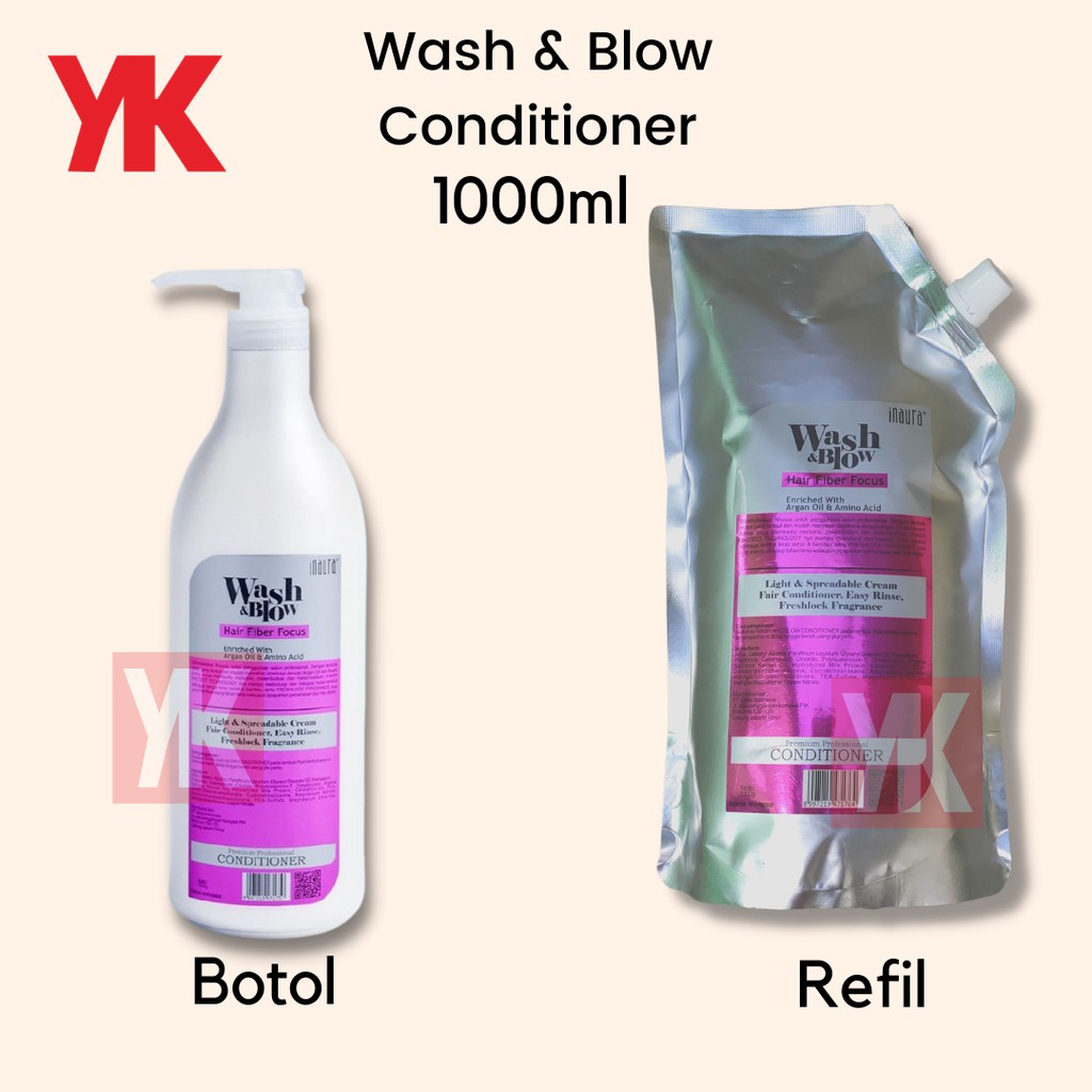 ☑️ YK ☑️ INAURA Shampo Salon Wash & Blow Sampo Conditioner 1Lt 1000g
