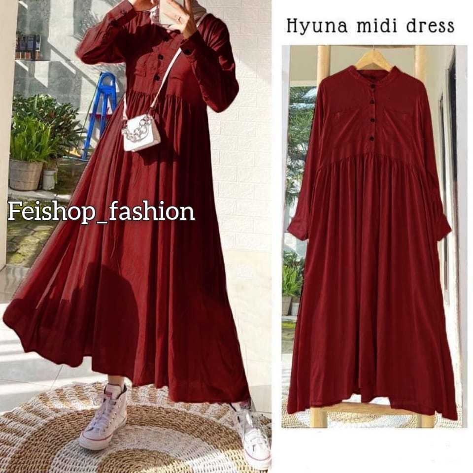 Hyuna Midi Dress l Dress Muslim Wanita Terbaru