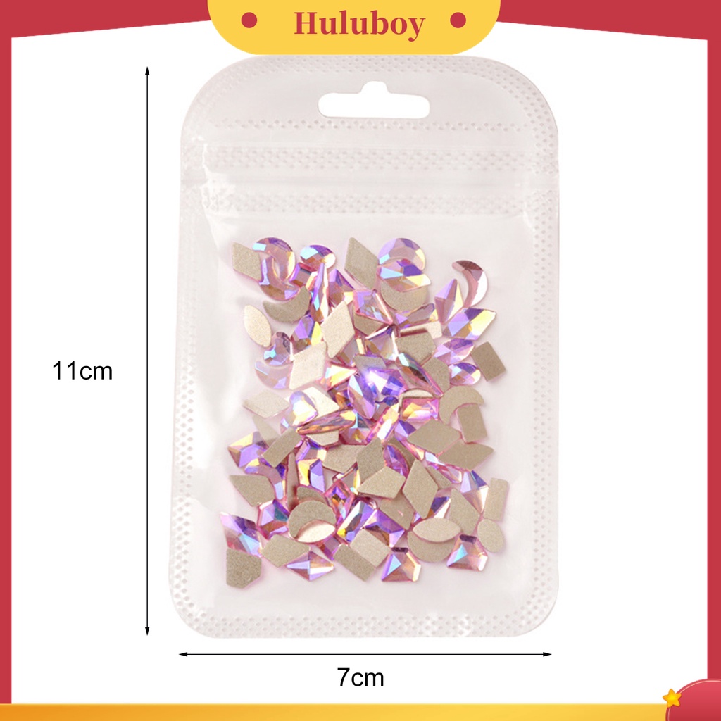 Huluboy Huluboy♡ 100 Pcs / Set Batu Berlian Imitasi 3D Bentuk Irregular Aneka Ukuran Untuk Dekorasi Manicure