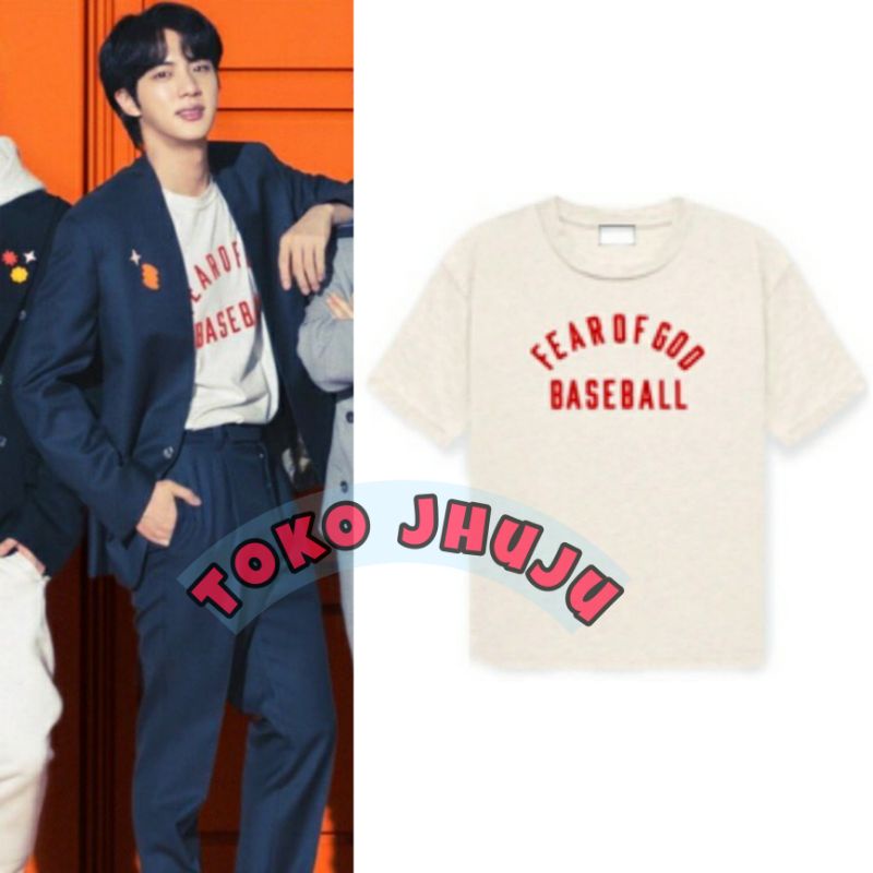 Baju Kaos BTS Suga Style F G Baseball sablon merah