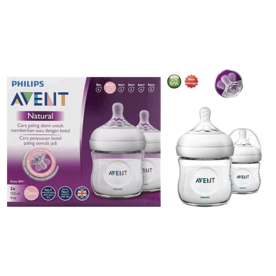 Botol Susu Philips Avent Natural 125ml isi 2 Botol Susu Bayi