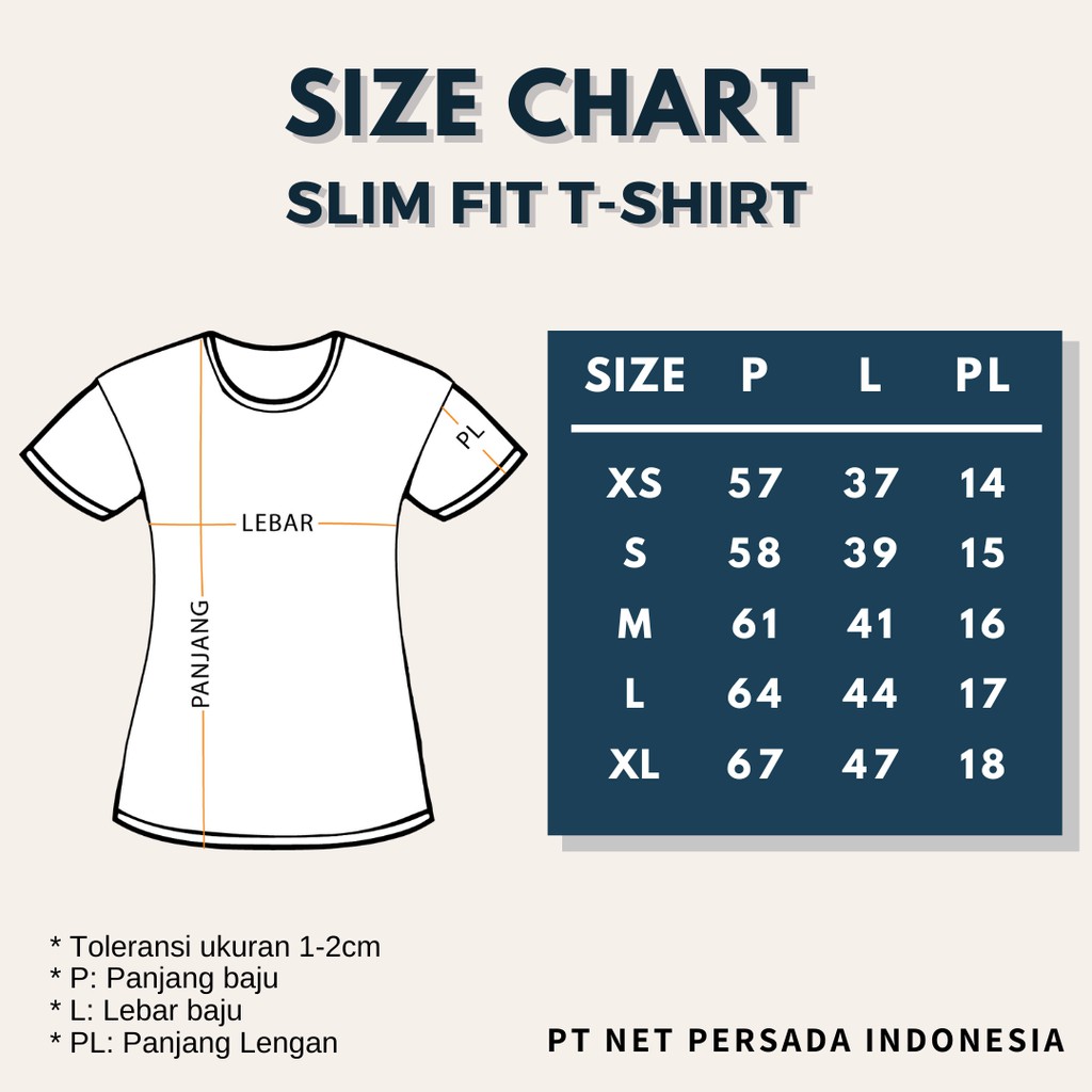 slim fit t shirt size chart