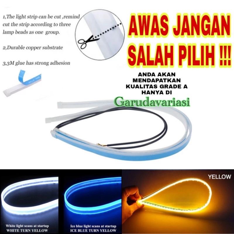 Lampu Alis Led Running 30cm/Lampu Alis Nyala Antri Led Running 12v/Lampu DRL Flexibel/Lampu Alis New
