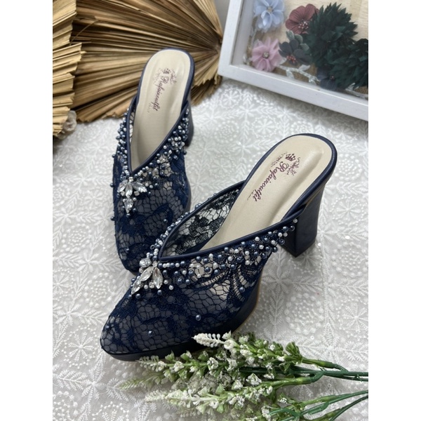 rafaizoufit sepatu wanita yohana navy tinggi 9cm tahu