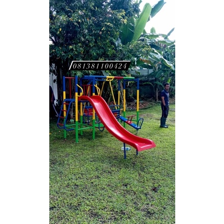 playground set tiga mainan outdoor anak mainan besi perosotan free ongkir jkt