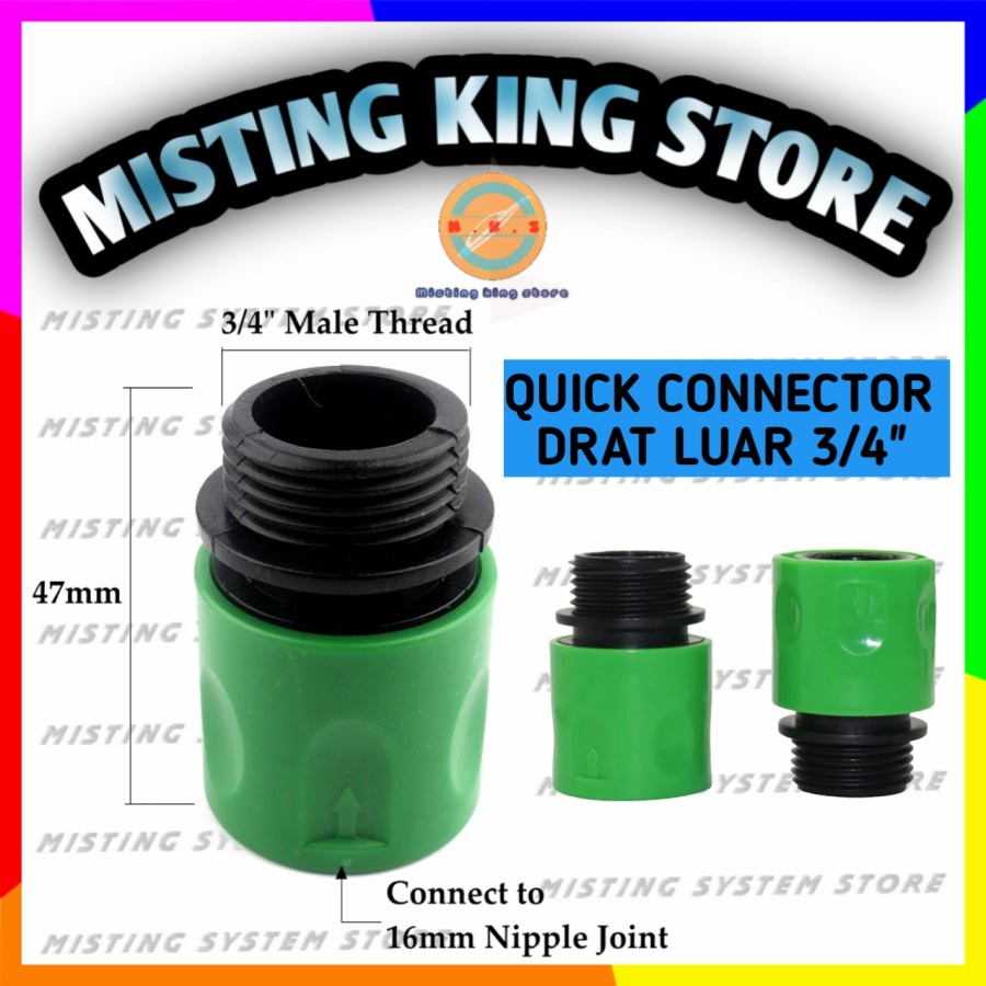 KONEKTOR QUICK RELEASE CONNECTOR DRAT LUAR 3/4 INCH KRAN PIPA AIR