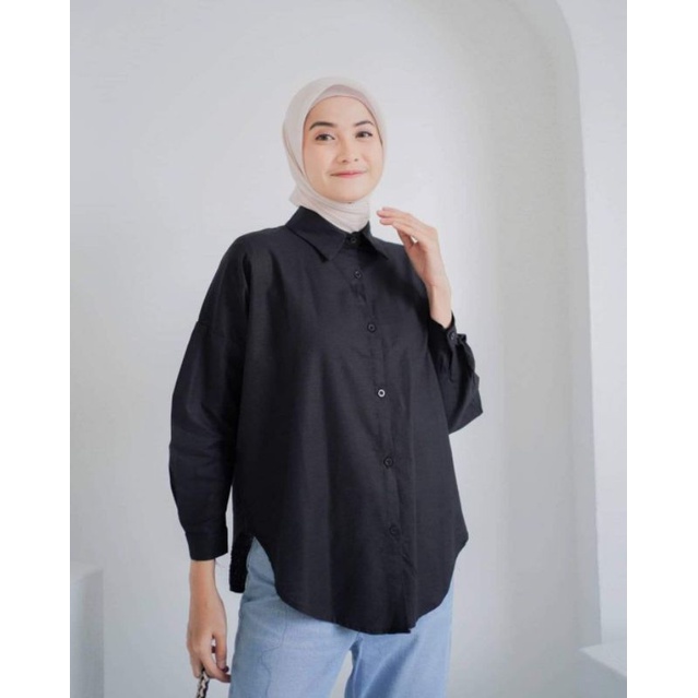 Nelka Linen Shirt Oversize  / Kemeja Linen wanita terbaru