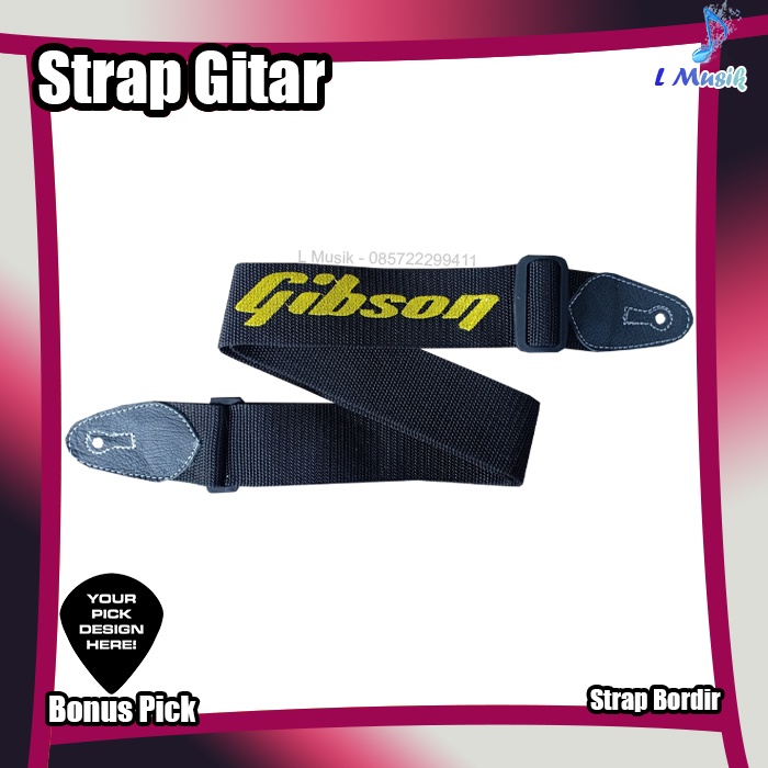 PREMIUM strap gitar bass akustik elektrik bordir