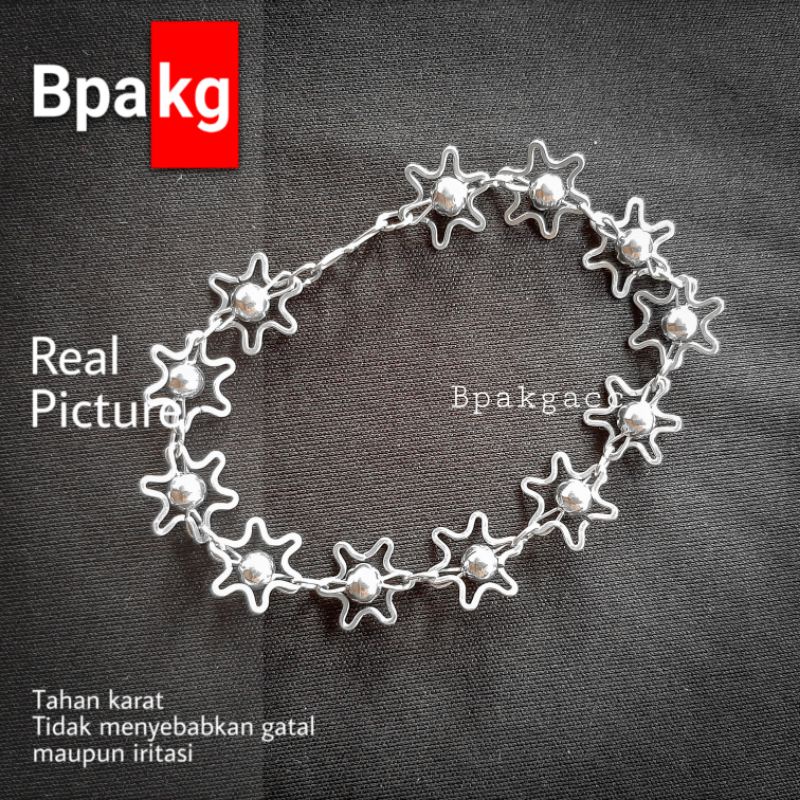 Gelang tangan Bunga Bola Gelang Wanita Anti karat besi putih asli silver monel cewek cantik flowers