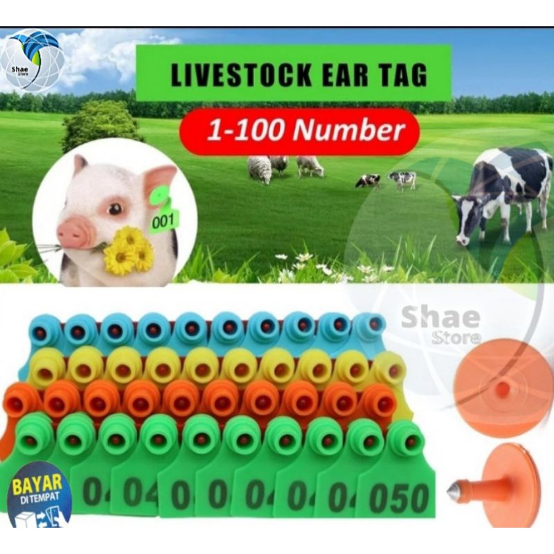 EAR TAG SAPI BABI KAMBING PENANDA TELINGA HEWAN TERNAK 4x5 cm (perkelipatan 100)