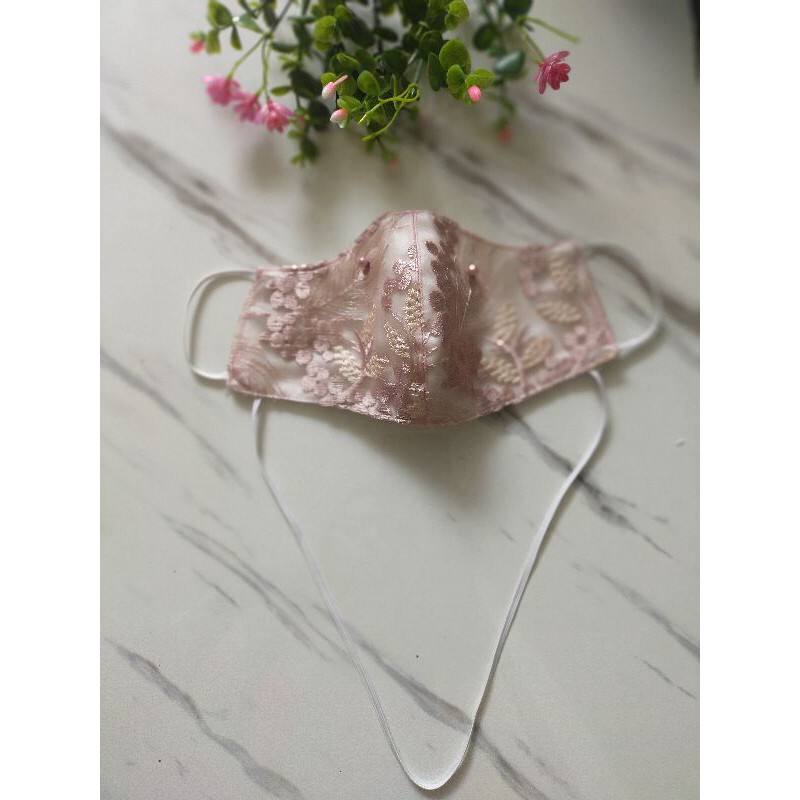 masker brokat mewah hijab dan earllop,dewasa dan anak