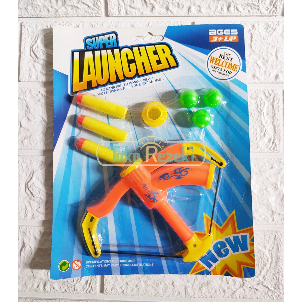 Mainan busur dan anak panah Super Launcher terdapat dua jenis peluru busa dan peluru bulat