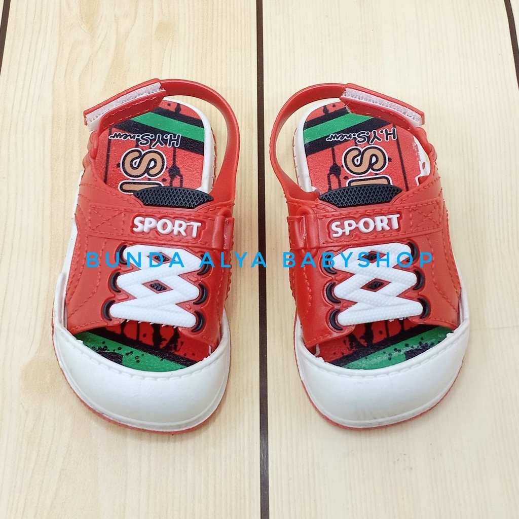 Sendal Anak Laki Laki 6 -12 Bulan  Tali MERAH Alas Karet Anti Licin Elastis - Sepatu Sandal Anak Laki Size 18 - 20 Karet