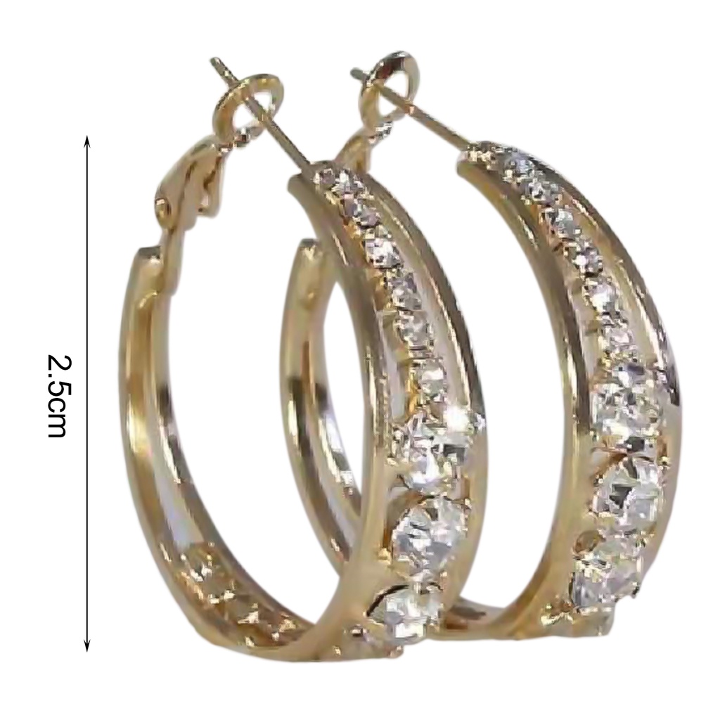 Hu Hu Hu Hu Hu Alat Bantu Pasang Kacamata♡ Anting Hoop Bahan Alloy Aksen Berlian Imitasi Untuk Pernikahan