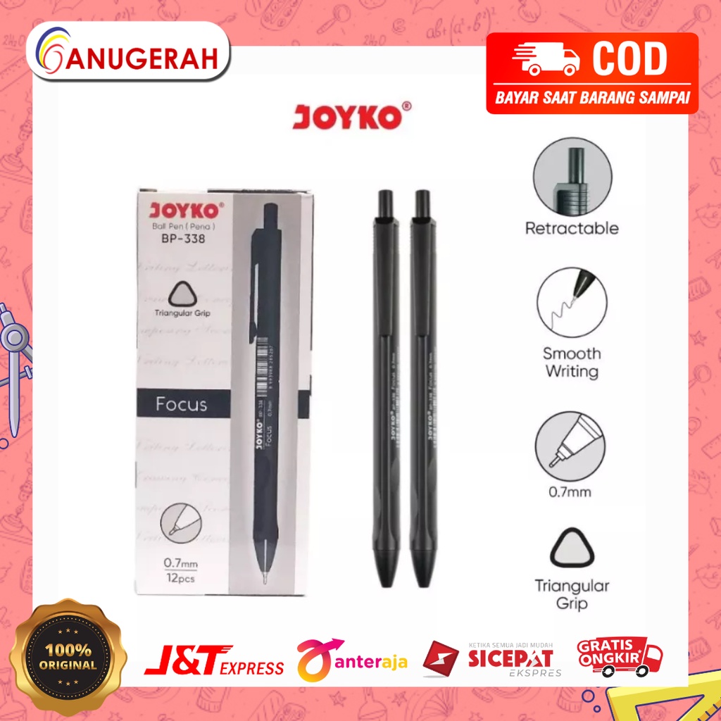 

JOYKO BP-338 0.7MM VOKUS BOLPOIN HITAM (PACK)