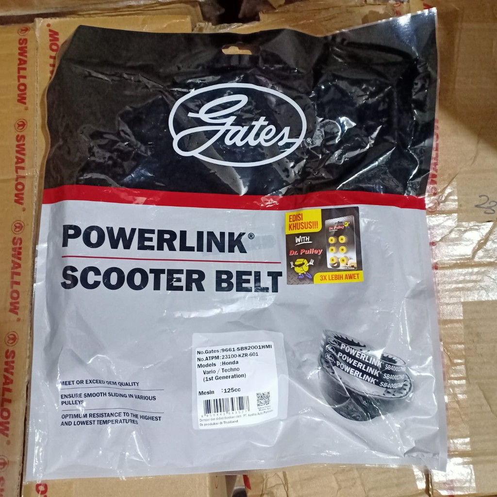 Vanbelt Fanbelt Vbelt SET (+ roller) Gates DR Pulley KZR Honda Vario Techno 125 (1st gen) ORIGINAL