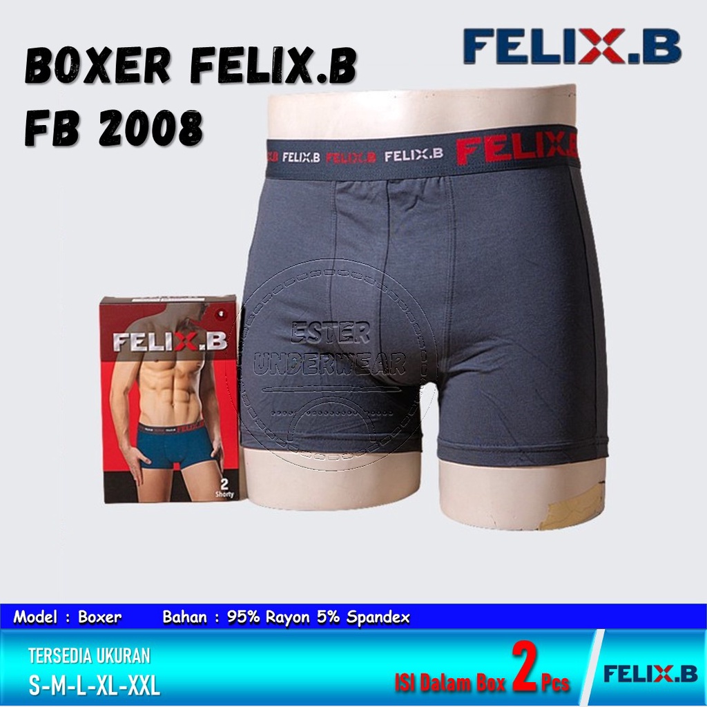 Celana  Boxer Pria Felix.B  FB 2008 ISI 2 PCS TERLARIS