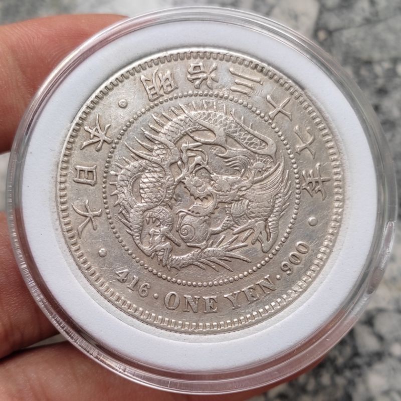 Uang Koin Perak Kuno 1 Yen Meiji Jepang Tahun 1904 Rare Silver Coin