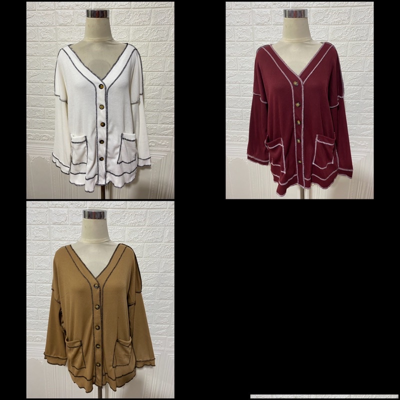 CARDIGAN TERBALIK CDG KANCING TANGAN PANJANG POLOS LIST KEREN MURAH GROSIR VIRAL MEWAH MODEL KOREA RAJUT KNIT