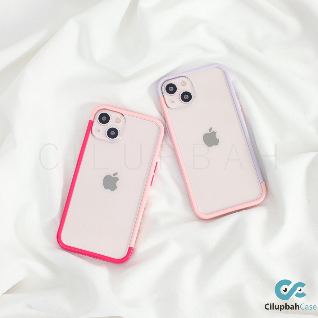 Clear Softcase With Bumper Side 2 Color Full Lenscover For iPhone X XS XR XSMAX 11 12 13 MINI PRO MAX