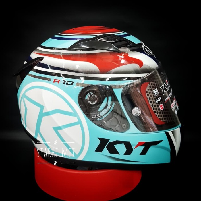 KYT R10 Flat Visor Aqua Blue