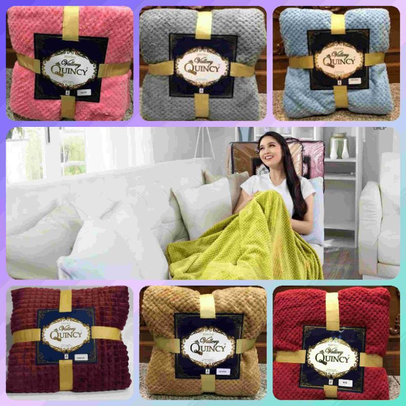 Selimut Polos Dewasa Quincy Blanket Valery Quincy 160x200 Emboss Polos