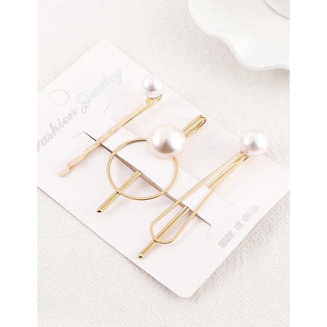 LRC Jepitan Fashion Gold Pearl Hair Clip Set Y61537