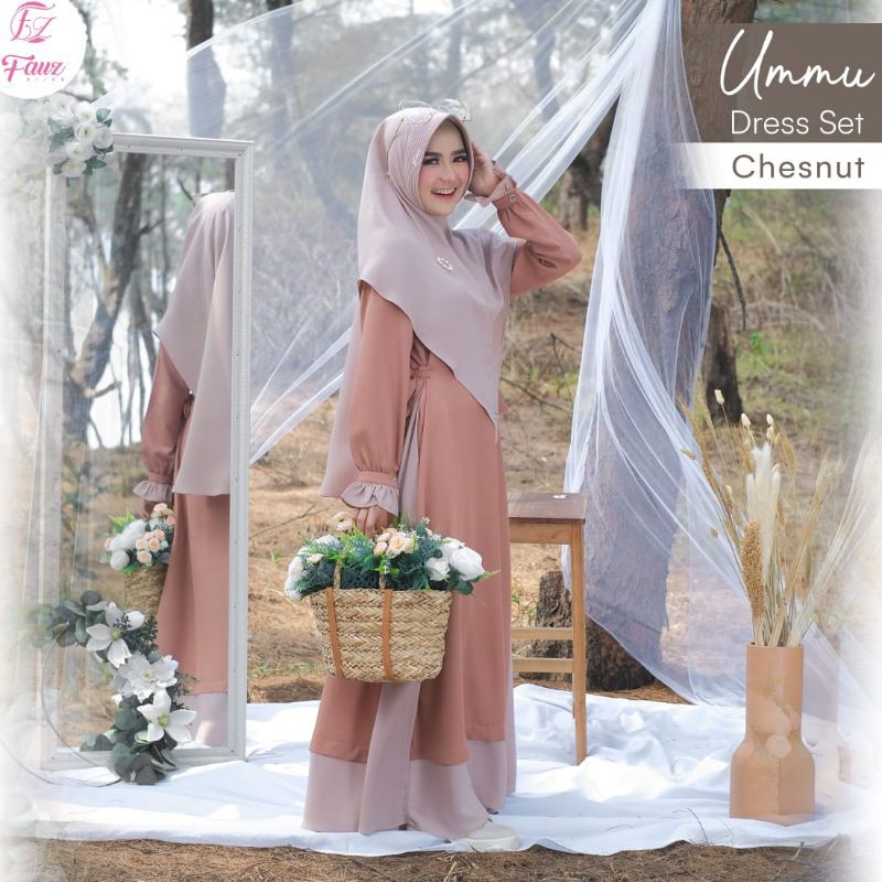 gamis Ummu Set Fauz warna cheznut