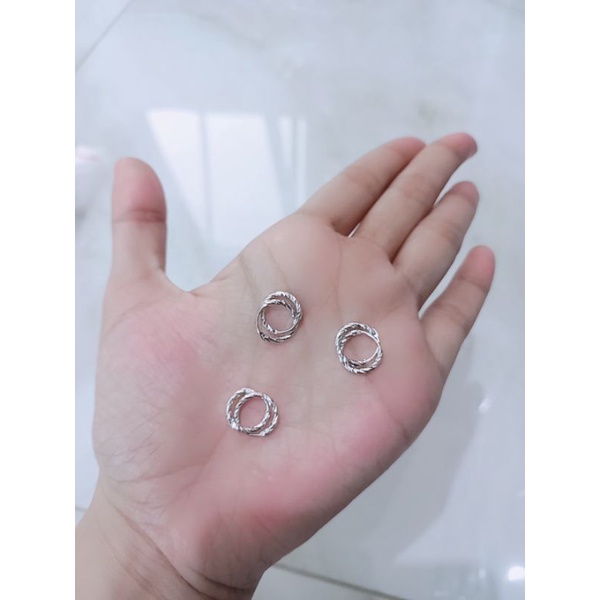 anting ring gypsy ukir kecil/ anting perak asli silver 925 lapis emas/ anting fashion import