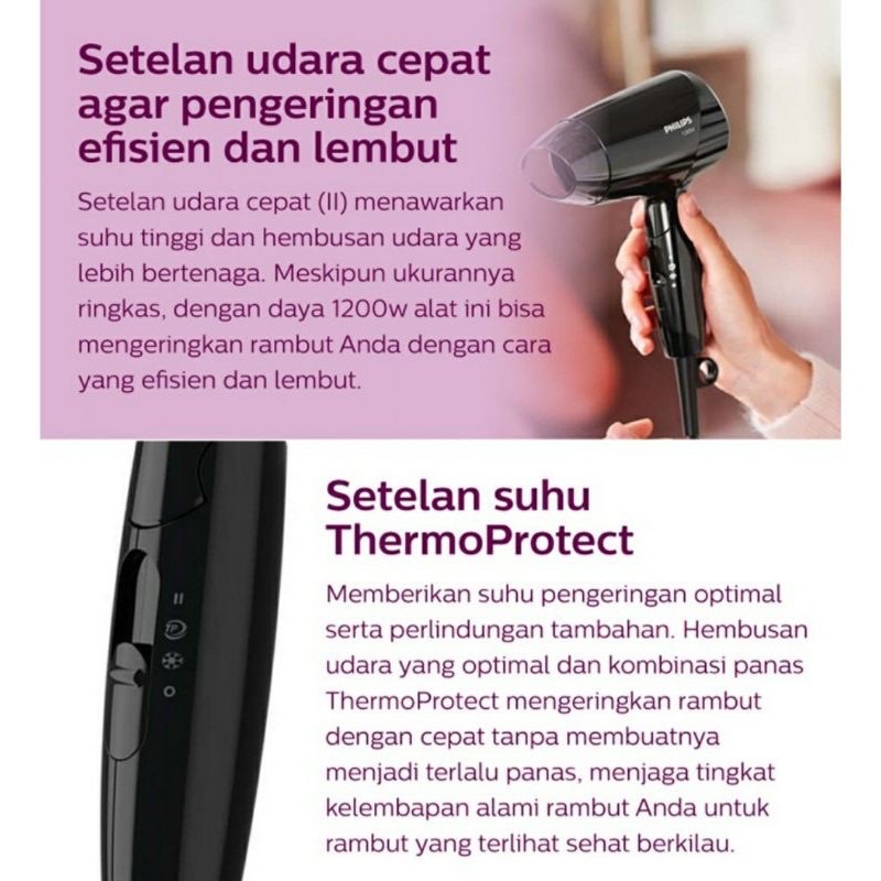 PHILIPS Essential Care BHC010/12 Hair Dryer BHC010 (100% ORI)