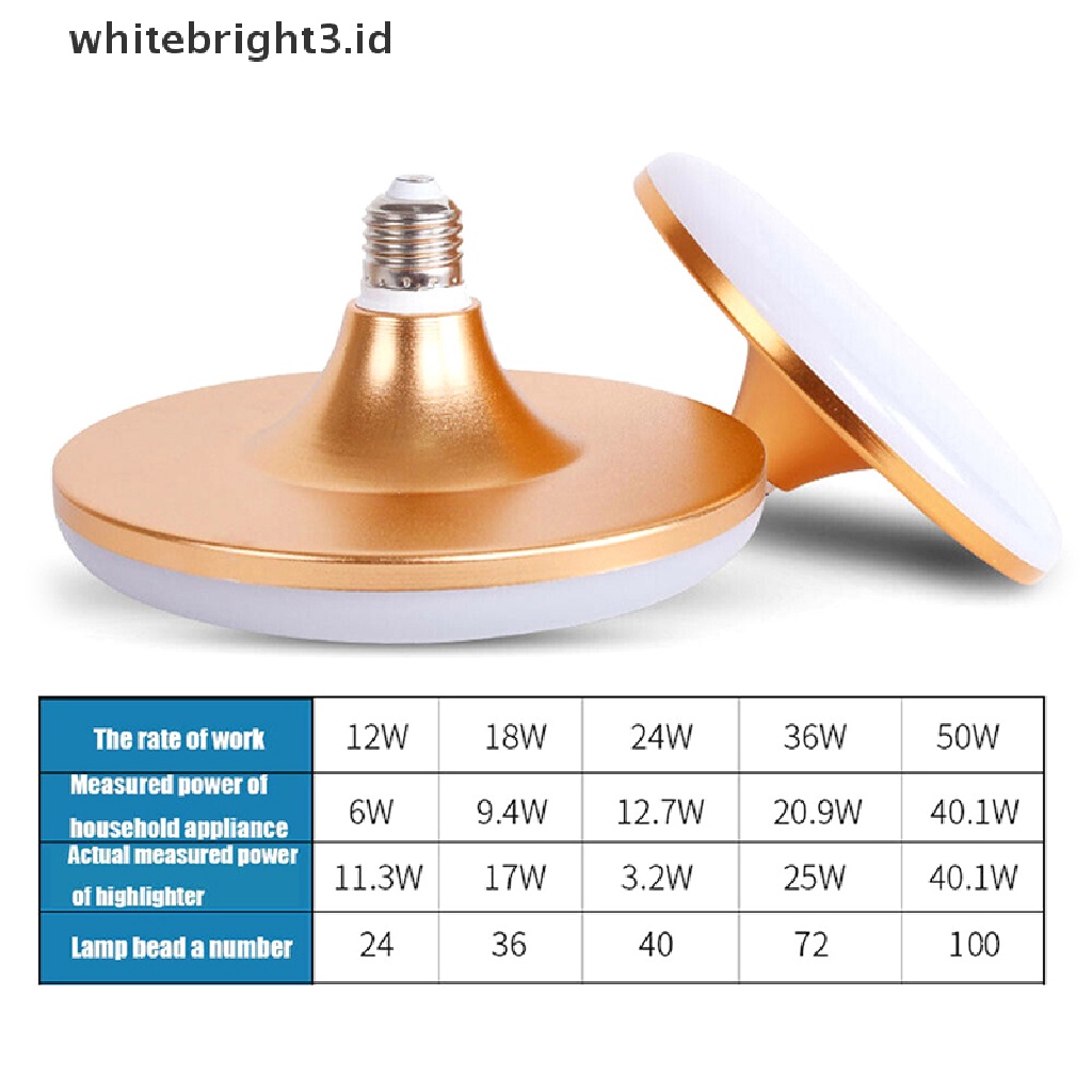 (whitebright3.id) Lampu Bohlam UFO LED 12W 18W 24W 36W 50W 220V E27 Warna Putih