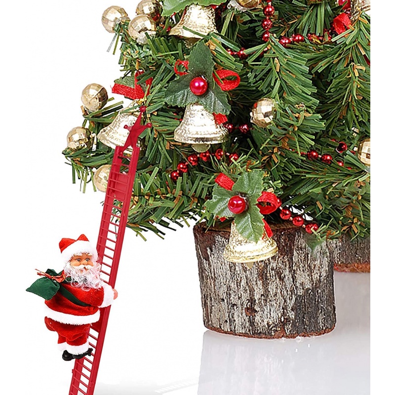 Christmas Electric Santa Claus Climbing Ladder Plush Doll Creative Music Xmas Decor Kid Toy Gift Christmas Birthday Gifts