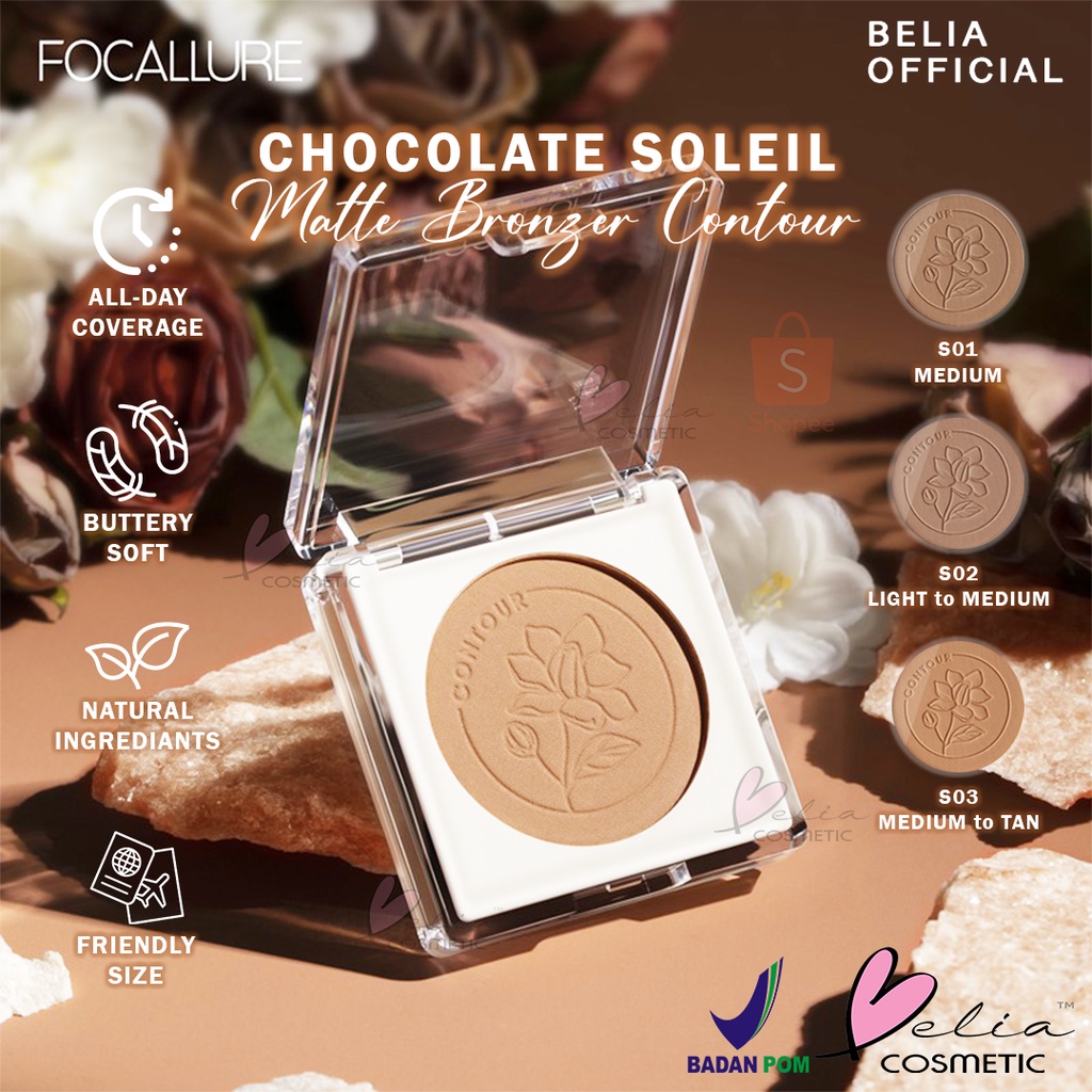 ❤ BELIA ❤ FOCALLURE Chocolate Soleil Matte Bronzer FA233 | Full Coverage Creamy Contour #JasmineMeetsRose | Smooth Texture | BPOM