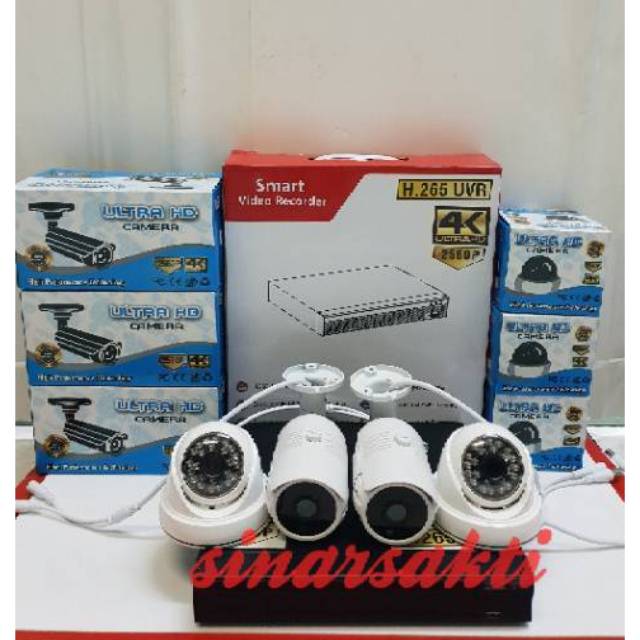 Paket cctv skylook 4 channel 4 camera 8mp 4K ultra HD lengkap tinggal pasang