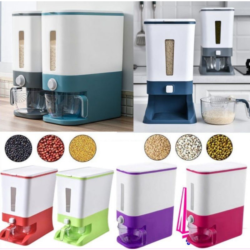 dispenser beras 10kg / wadah penyimpanan beras 10kg / dispenser tempat penyimpanan beras 10kg