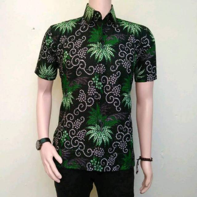 Kemeja motif daun ganja HRB001 RISNA elegan exlusive terlaris terpopuler cocok buat seragam